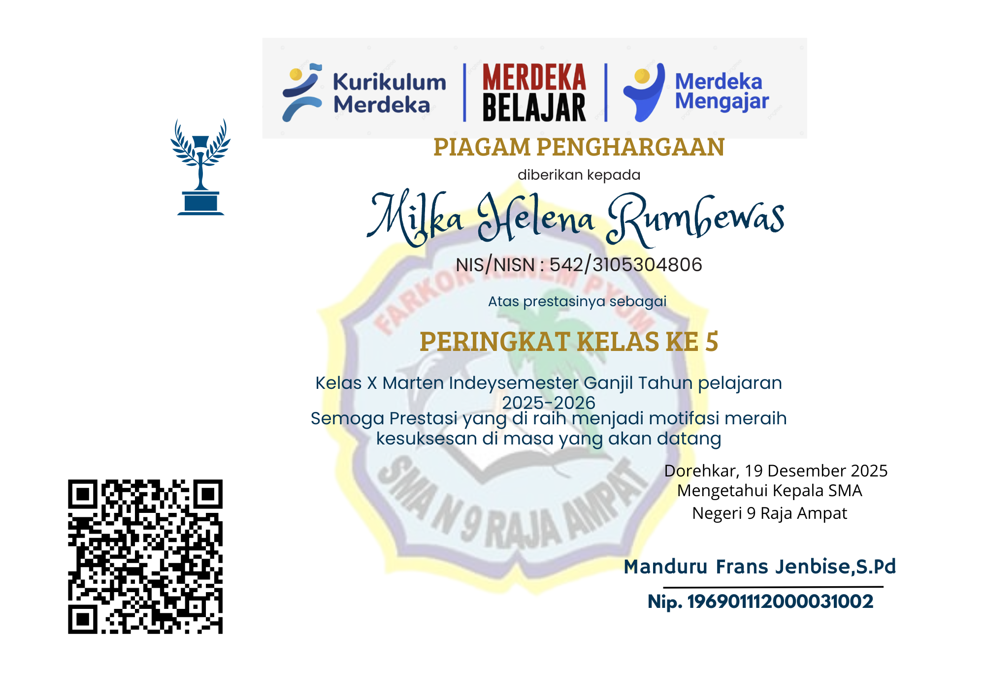 Perengkingan Semester Gasal 2025-2026